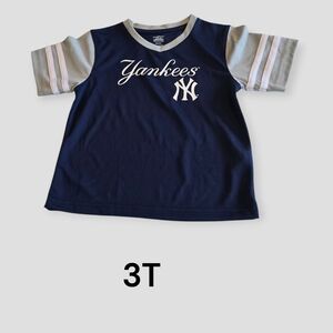 New York Yankees Baseball Kids Navy and Gray Short Sleeve Tee Kids Boys 3T